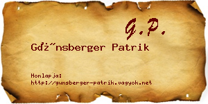 Günsberger Patrik névjegykártya